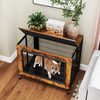 Spacious tabletop of the Industrial Dog Kennel in rustic brown, perfect for keeping belongings within reach and.