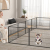 16-panel dog playpen with a large door, 24 inches high, featuring rust-resistant metal for indoor and outdoor use.