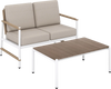 Patio Loveseat Sofa with Coffee Table Set with Thick Cushions