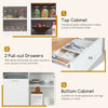 Top cabinet with tempered glass sliding door, ideal for organizing items in the double tilt out trash cabinet.