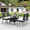5 Pieces Outdoor Patio Rattan Dining Set with Glass Top with Cushions - Gallery View 1 of 13