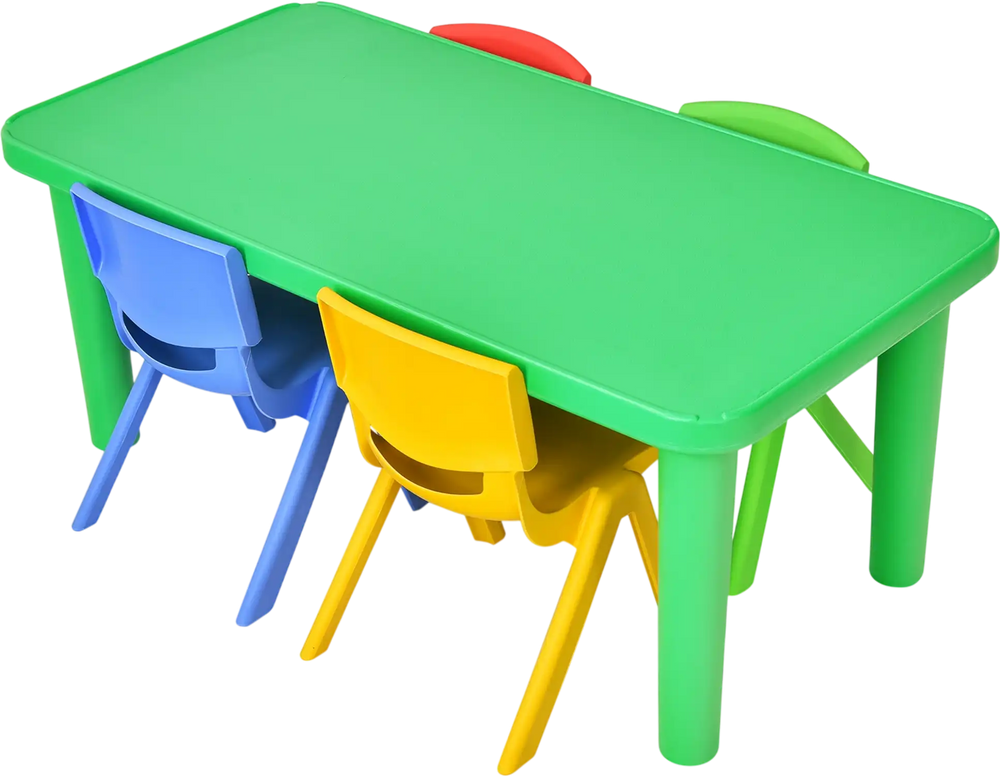 Kids Colorful Plastic Table and 4 Chairs Set