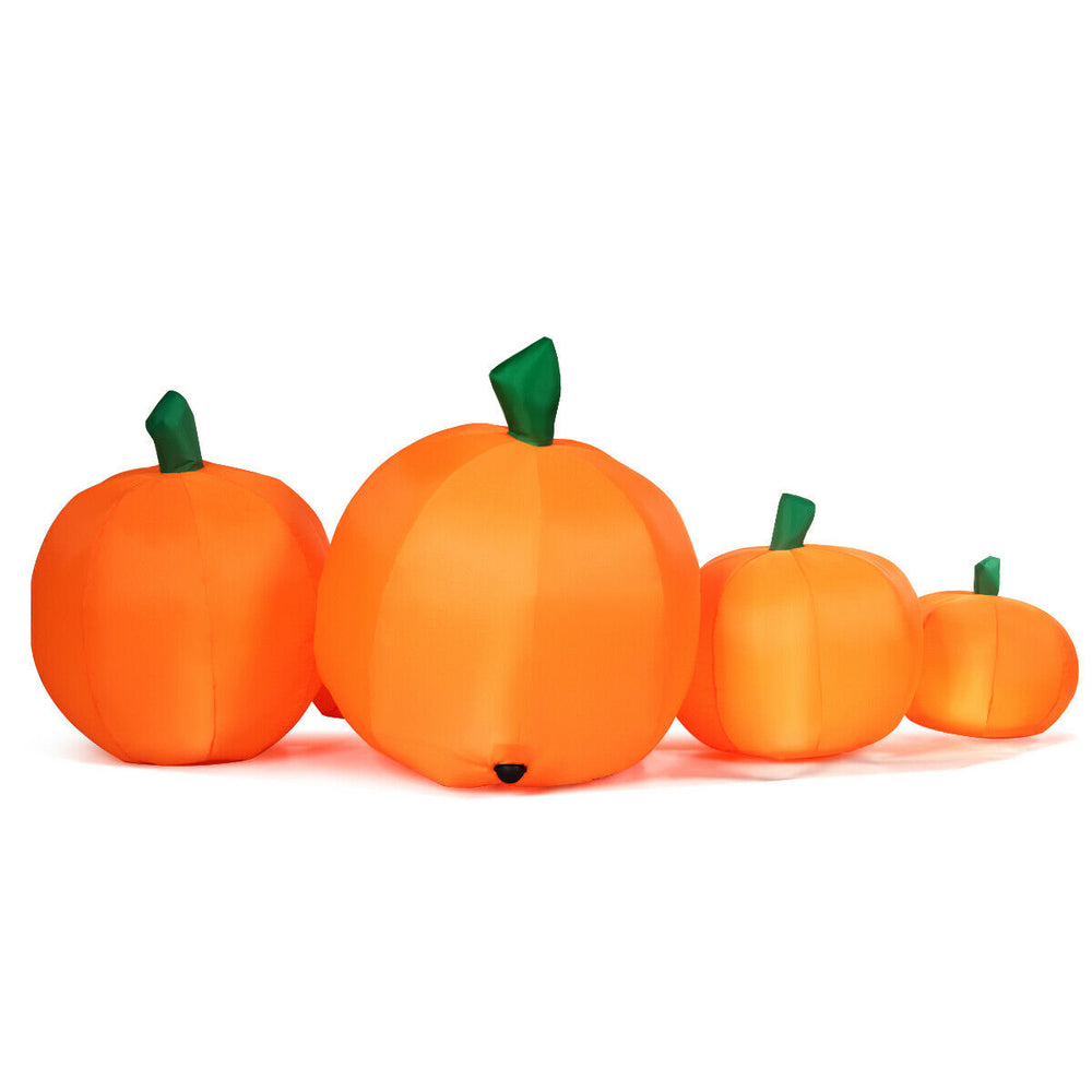 Inflatable Halloween pumpkin patch featuring four bright LED lights, made of waterproof polyester for indoor and.
