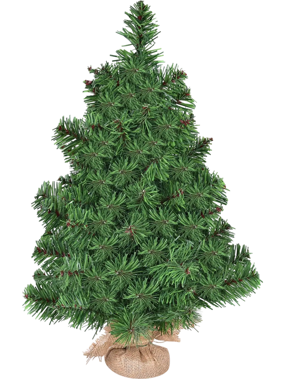 Side view of a 2 ft artificial Christmas tree with realistic PVC branches, ideal for festive corner displays.