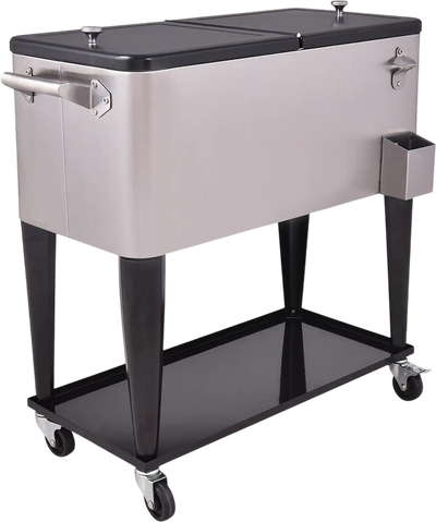 Costway 80 Qt Patio Rolling Stainless Steel Ice Beverage Cooler 48123560 New