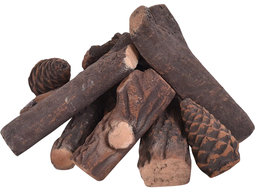 9 PCS Ceramic Fireplace Logs Set Realistic Artificial Gas Fireplace Logs