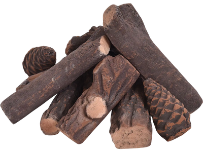 Costway 9 PCS Ceramic Fireplace Logs Set Realistic Artificial Gas Fireplace 89632710 New