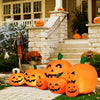 Colorful 7.5 feet inflatable Halloween pumpkin patch with LED lights, perfect for outdoor decoration and festive fun.