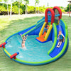Inflatable water slide bounce house with two slides and mighty splash pool, perfect for outdoor summer fun for kids.