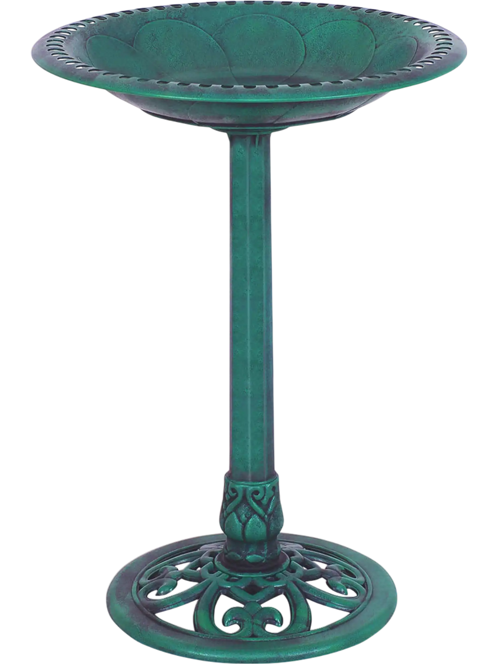 Outdoor Garden Green Pedestal Bird Bath Feeder