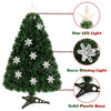 Close-up of the LED Optic Artificial Christmas Tree's star LED light and snowflake ornaments, enhancing festive.