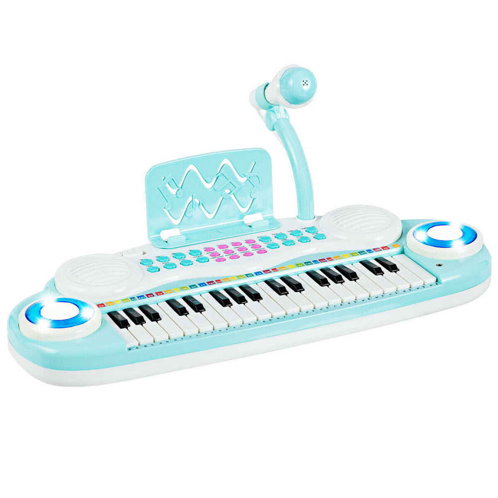 Multifunctional 37 Electric Keyboard Piano with Microphone-Blue - Gallery View 1 of 9