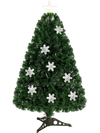 3-foot LED optic artificial Christmas tree with snowflakes, featuring multi-color lights and dense PVC needles for.