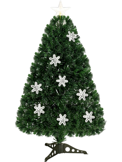 Costway LED Optic Artificial Christmas Tree with Snowflakes 59401368 New