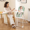Easy Clean Compact Highchair with Removable Adjustable Tray and PU Seat Cushion-Green - Gallery View 1 of 10
