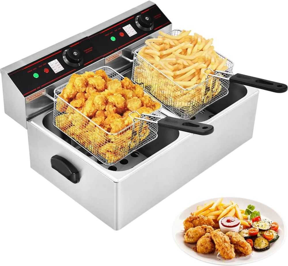 3400W Dual Tank Electric Countertop Deep Fryer