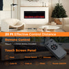 Electric fireplace with remote control, 50 inches, featuring adjustable flame colors and 750W/1500W heat settings.