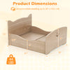 Elevated pet bed frame with ear-shaped headboards, measuring 21" x 18" x 12", suitable for small pets like puppies and.