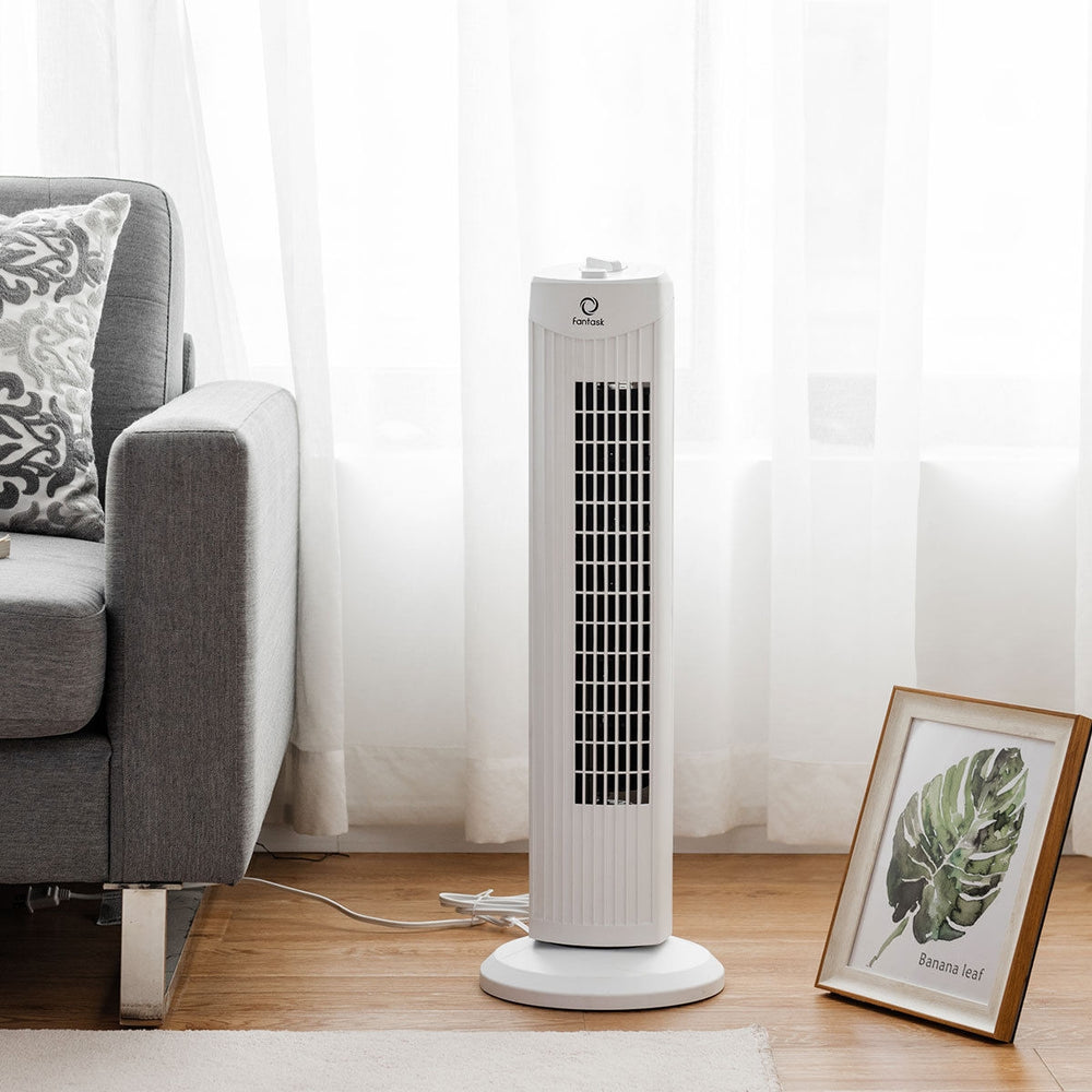 Fantask 35W 28 Inch Quiet Bladeless Oscillating Tower Fan-White - Gallery View 1 of 9