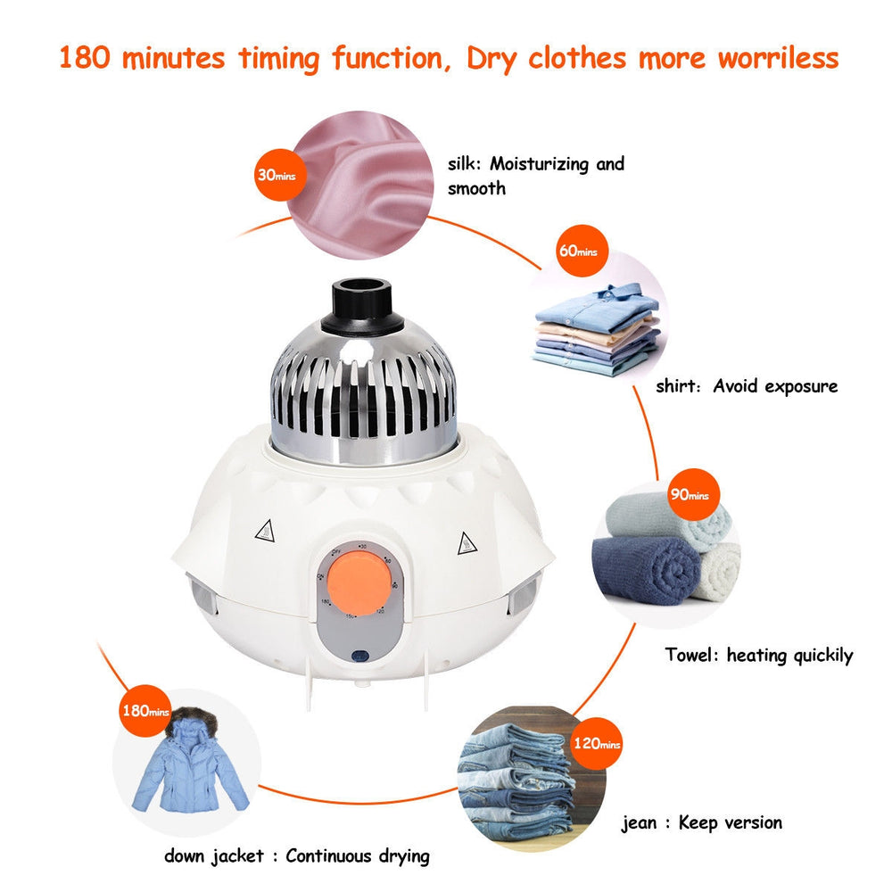 Portable ventless laundry dryer with timer, designed for efficient drying of clothes, shoes, and hats in small spaces.
