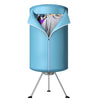 Portable ventless laundry dryer in blue, designed for compact storage, holding up to 22 lbs of clothing for efficient.