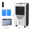 Portable air cooler fan with heater, humidifier, and remote control; features honeycomb cooling and 7L water tank.