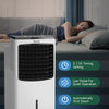 Portable evaporative air conditioner with remote control, featuring a large 8L water tank and customizable cooling.