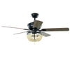 52-inch retro ceiling fan with beads lampshade, reversible blades, remote control, ideal for medium to large rooms.