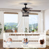 52-inch black crystal ceiling fan with remote, featuring 3 speeds and reversible blades for year-round comfort.