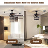 52-inch black crystal ceiling fan with remote, featuring downrod and angled installation options for versatile use.