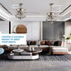 52-inch silver ceiling fan with wooden blades and remote control, ideal for elegant living spaces and versatile.
