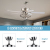 52-inch silver ceiling fan with wooden blades, remote control, and two installation modes for versatile use in any room.