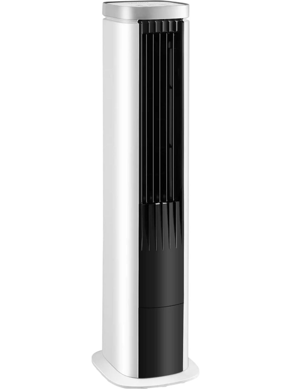 3-in-1 portable evaporative air cooler in white, featuring a sleek design, remote control, and 4 fan speeds for.