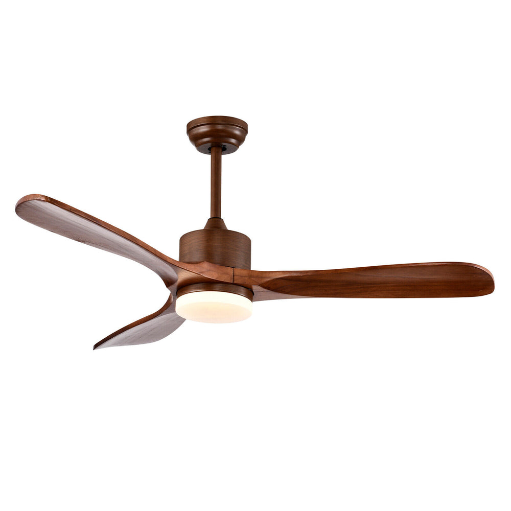 52 Inch Reversible Ceiling Fan with LED Light and Adjustable Temperature-Brown - Gallery View 1 of 10