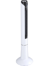 Portable 48-inch white tower fan with remote control, featuring 80° oscillation and three speed settings for.