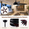 52-inch black ceiling fan with lights, featuring dual blade finishes and remote control for versatile indoor use.