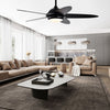 52-inch black ceiling fan with lights, featuring 3 lighting colors and remote control, ideal for living room decor.