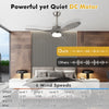 48-inch wood ceiling fan with LED lights, DC motor, 6 speed levels, ideal for bedrooms and living rooms.