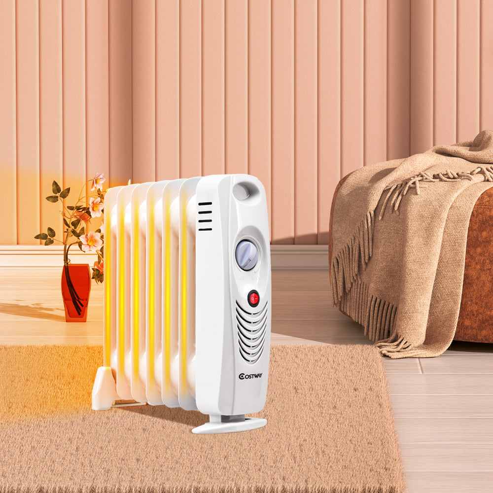 Portable 700 W electric oil-filled radiator heater with mechanical control and overheating protection for safe, silent.