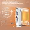 Portable mini electric oil-filled radiator heater with adjustable temperature, built-in handle, and overheating.