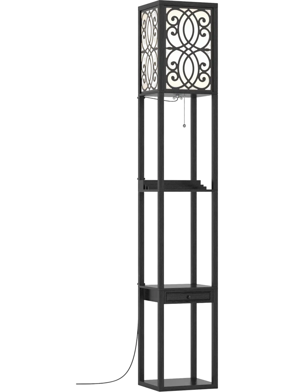 Modern  Standing Shelf Lamp with 1 Power Outlet and 2 USB Ports