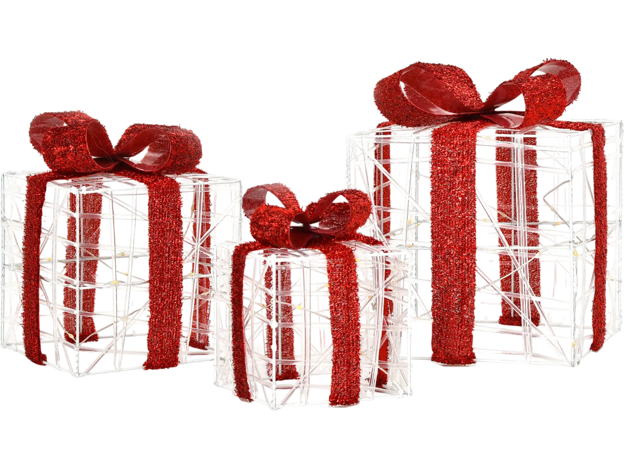 Costway 3-Piece Christmas Lighted Gift Box Decorations 60 LED Indoor/Outdoor 07236184 New
