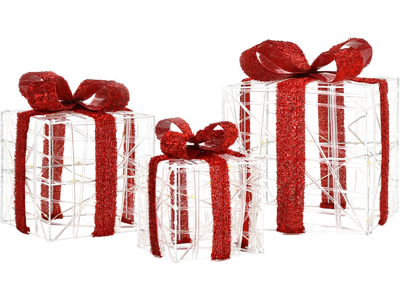 Costway 3-Piece Christmas Lighted Gift Box Decorations 60 LED Indoor/Outdoor 07236184 New