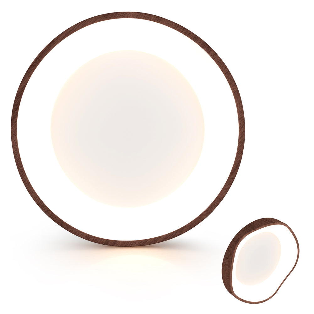 Modern 24W LED ceiling light with wood pattern and metal frame, ideal for stylish illumination in any room.