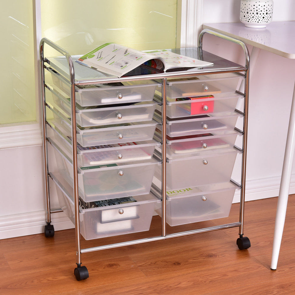 12 Storage Drawer Organizer Bins Rolling Cart - Gallery View 1 of 13