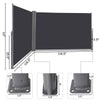 Patio retractable double folding side awning screen divider, 237 x 63 inches, aluminum frame, waterproof polyester.