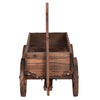 Front view of the Wood Wagon Planter Pot Stand with Wheels, showcasing its sturdy fir wood design and easy mobility for.