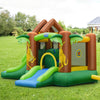 Kids inflatable jungle bounce house featuring a vibrant design with climbing wall and slides, perfect for outdoor play.