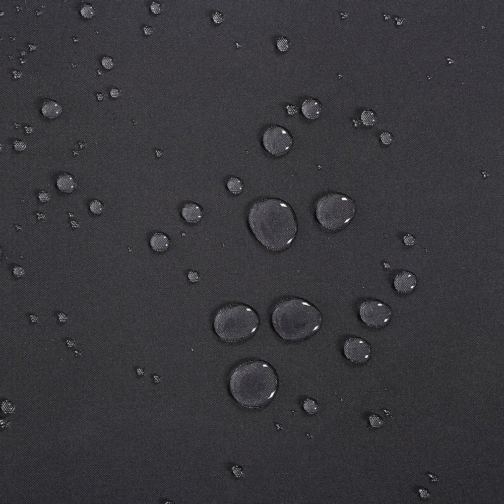 Close-up of waterproof 280g/m² polyester fabric with water droplets, ideal for patio retractable awning screen divider.