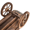 Wood wagon planter pot stand with wheels, featuring solid fir wood construction and rustic antique design for outdoor.